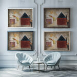 Backyard in the sunshine 1932 Tadeusz Makowski framed posters mockup