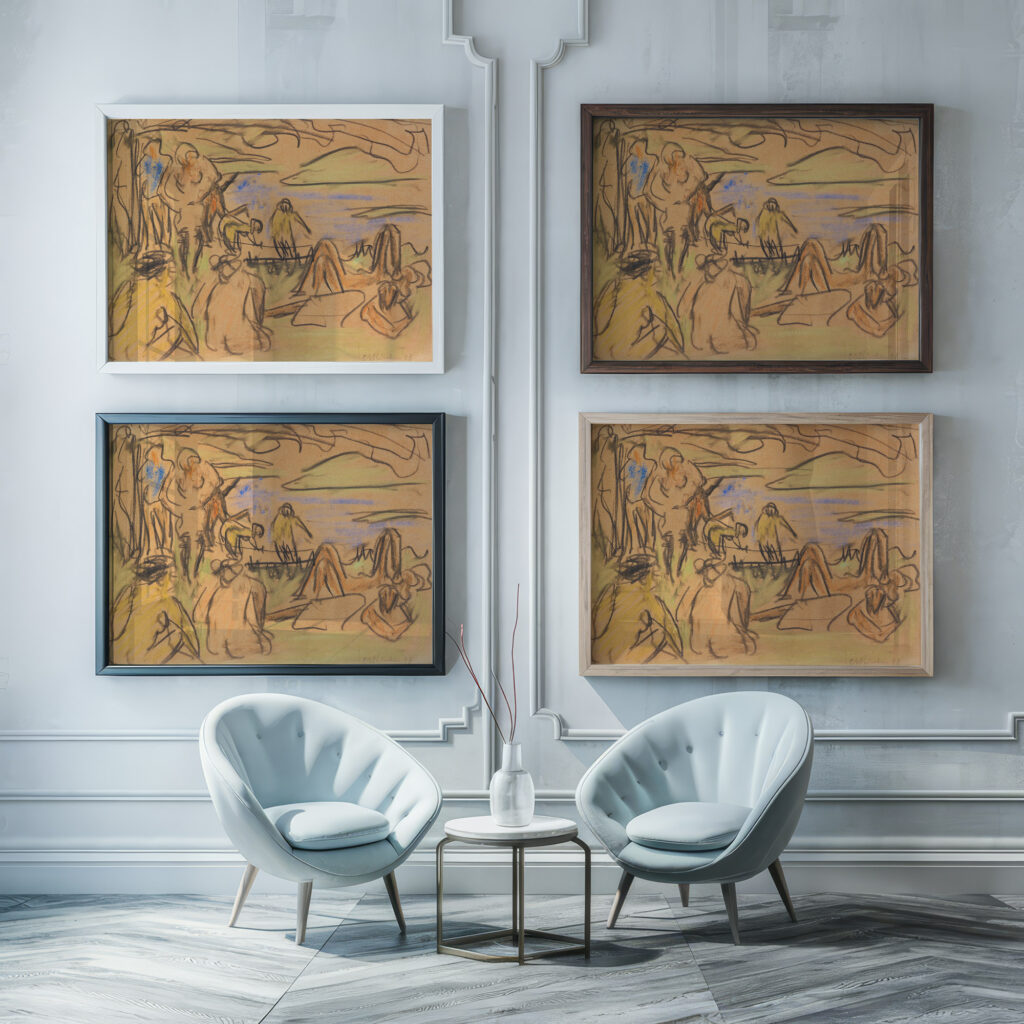 Badende 1905 Ernst Ludwig Kirchner framed posters mockup