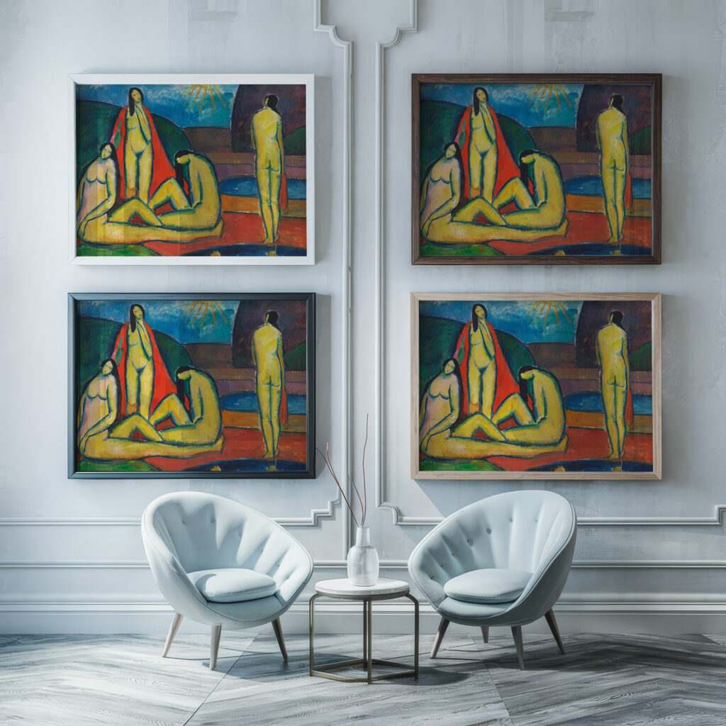 Badende Frauen 1914 Hermann Stenner framed posters mockup