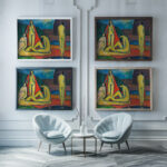 Badende Frauen 1914 Hermann Stenner framed posters mockup