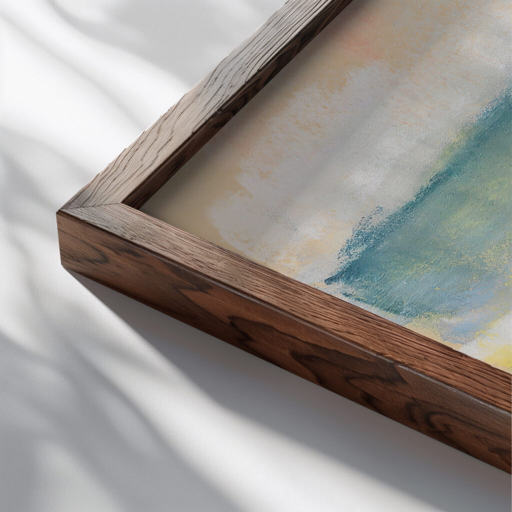 Badende am Strand 1909 Max Liebermann close up dark wood mockup