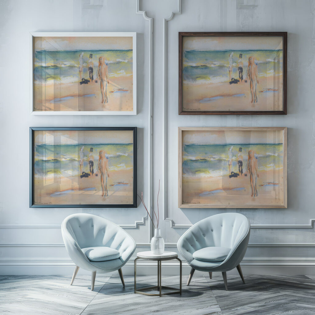 Badende am Strand 1909 Max Liebermann framed posters mockup