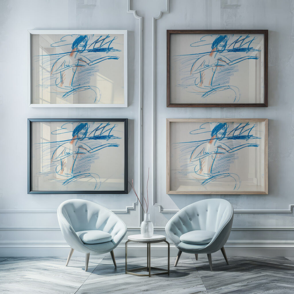 Badender Akt mit Segelboot 1913 Ernst Ludwig Kirchner framed posters mockup