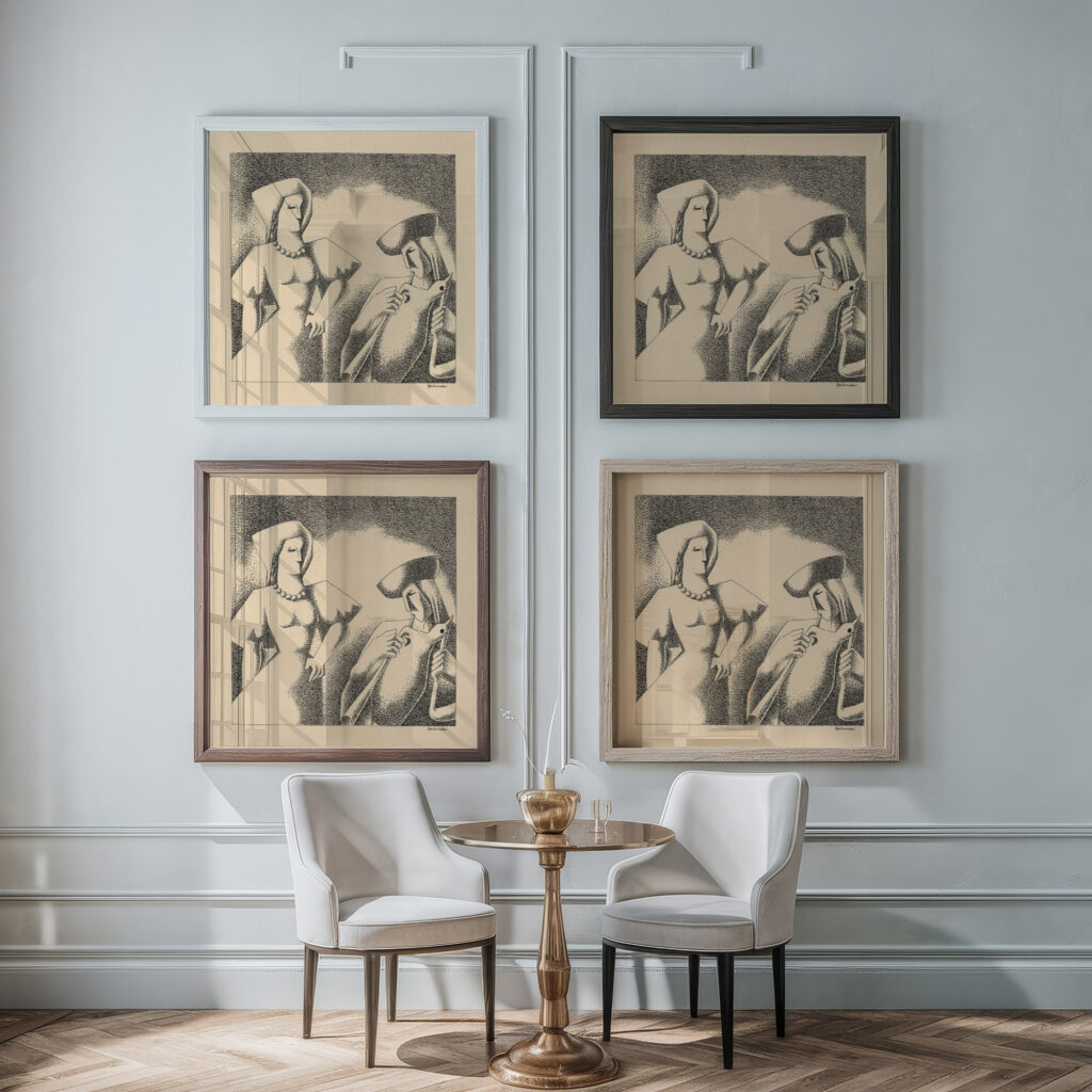 Bag Piper 1936 Mikulas Galanda framed posters mockup