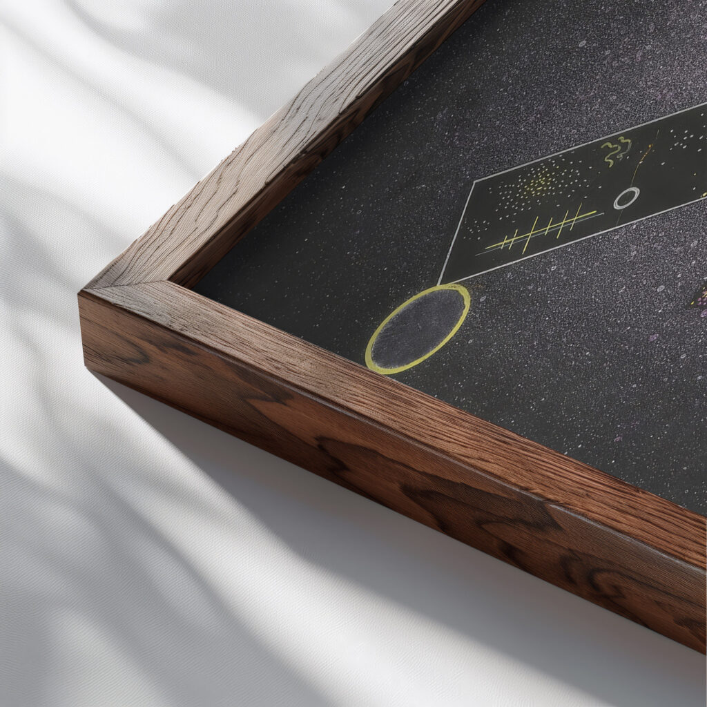 Bagatelles 1936 Wassily Kandinsky close up dark wood mockup