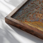 Bahndamm im Schnee 1910 Arthur Segal close up dark wood mockup