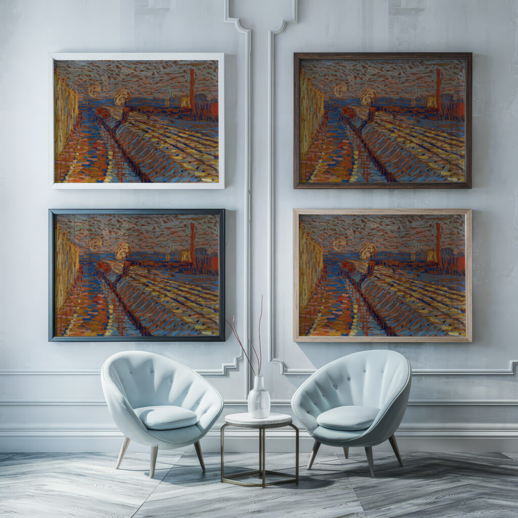 Bahndamm im Schnee 1910 Arthur Segal framed posters mockup