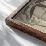 Bamboo and rising sun 1829 Utagawa Kunimaru close up dark wood mockup