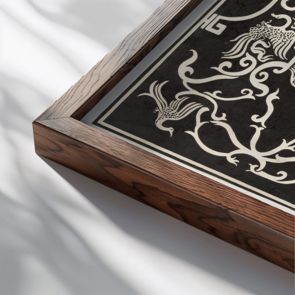 Bandontwerp voor Lart hollandais a lexposition internationale des arts decoratifs et industriels modernes 1925 1925 Carel Adolph Lion Cachet 1 close up dark wood mockup