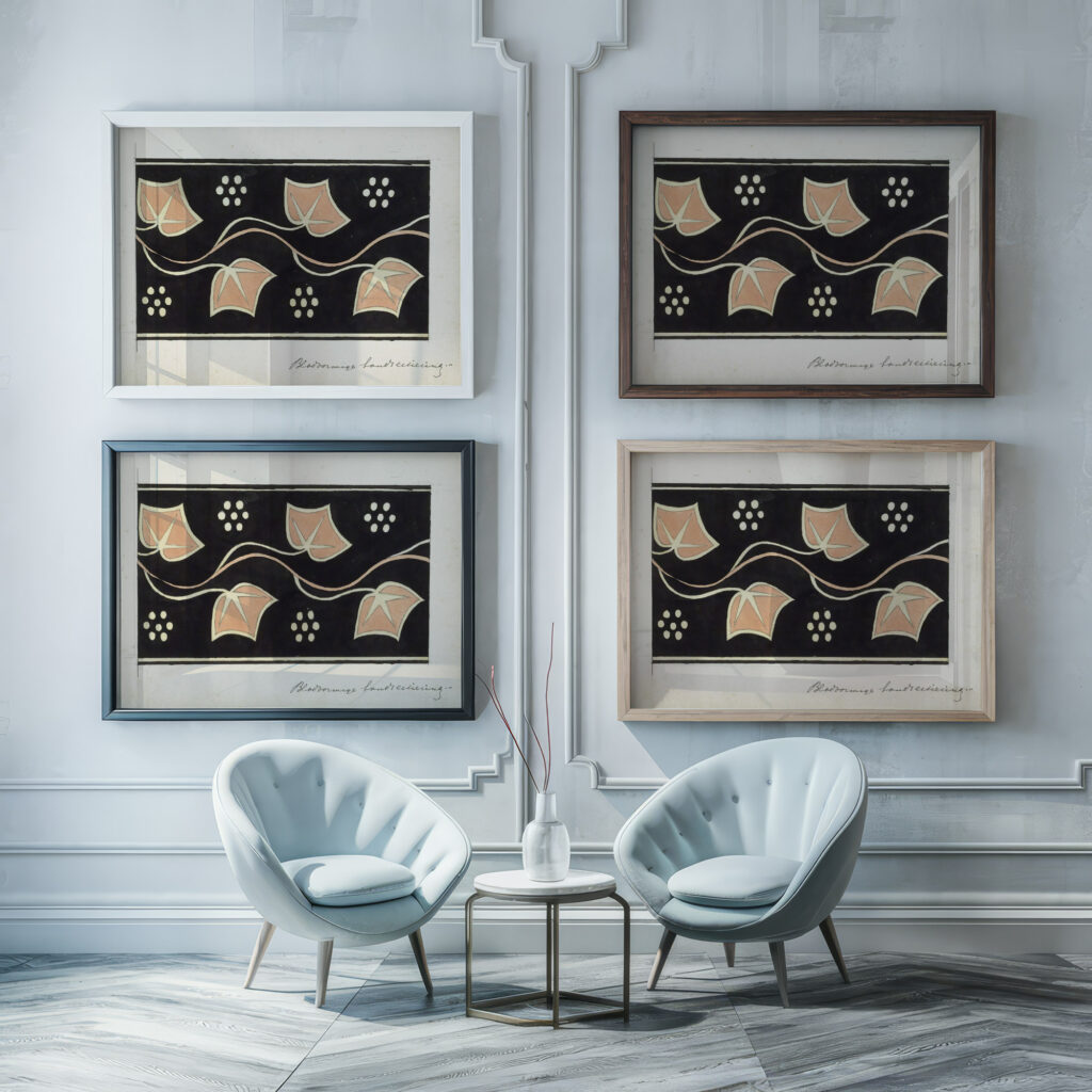 Bandversiering met bladeren 1890 Johanna van de Kamer framed posters mockup