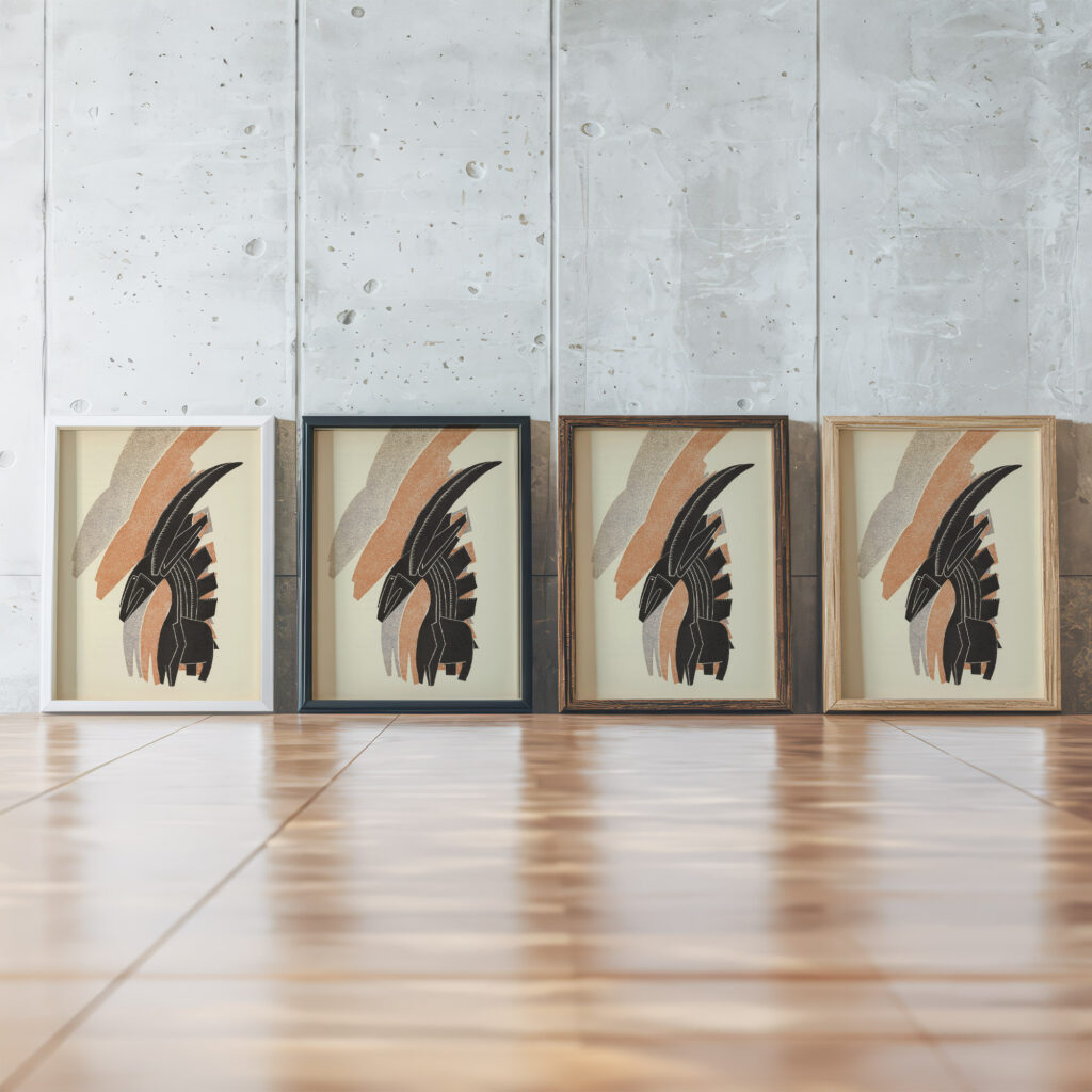 Baranga the tree frog 1929 Pierre Pinsard framed posters mockup