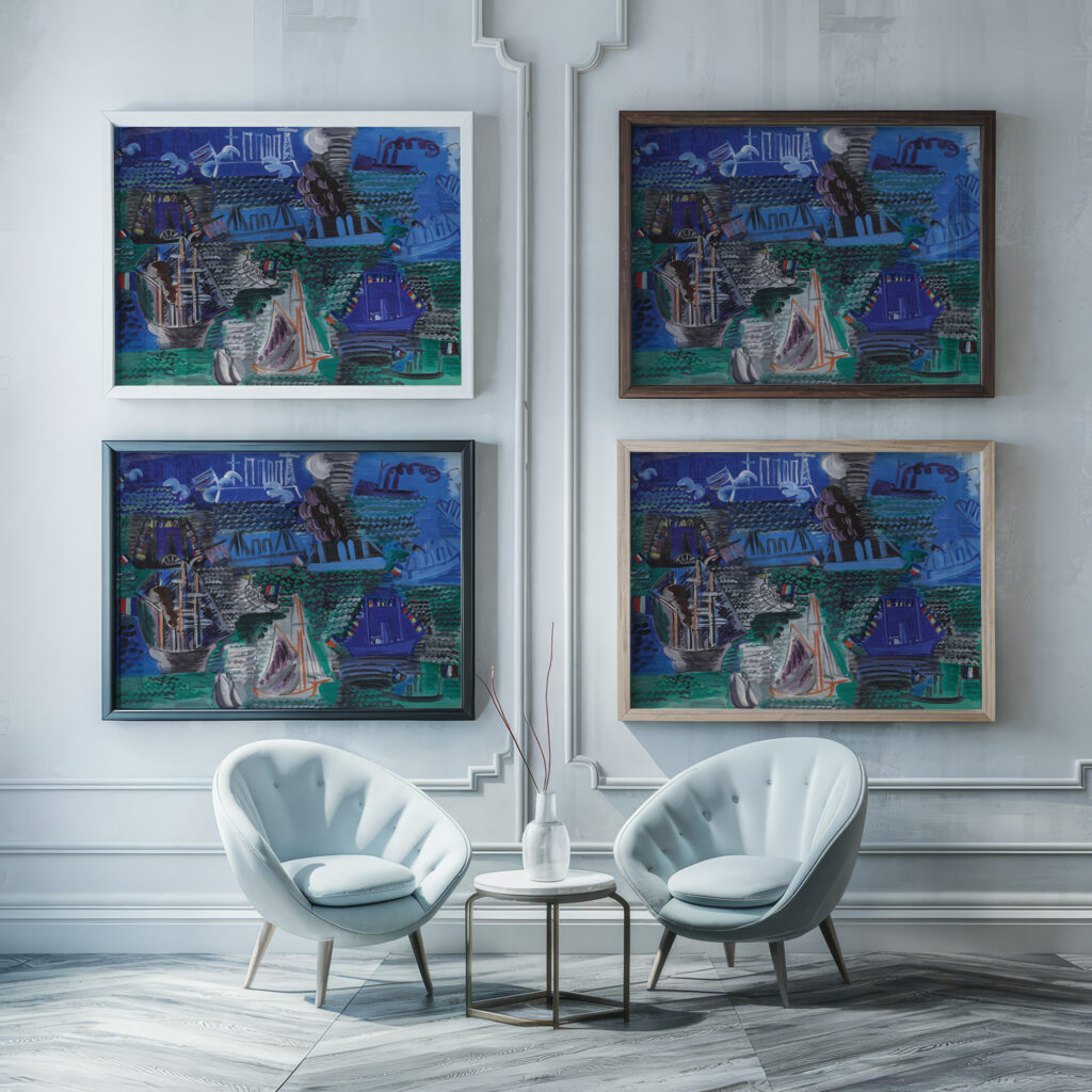Bateaux circa 1930 Raoul Dufy framed posters mockup