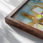 Bateaux et barques aux Martigues Raoul Dufy close up dark wood mockup