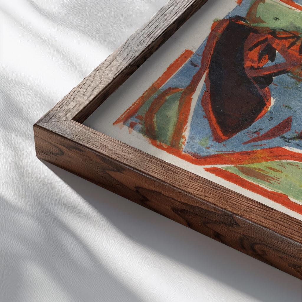 Bathing Women Moritzburg 1909 Ernst Ludwig Kirchner close up dark wood mockup