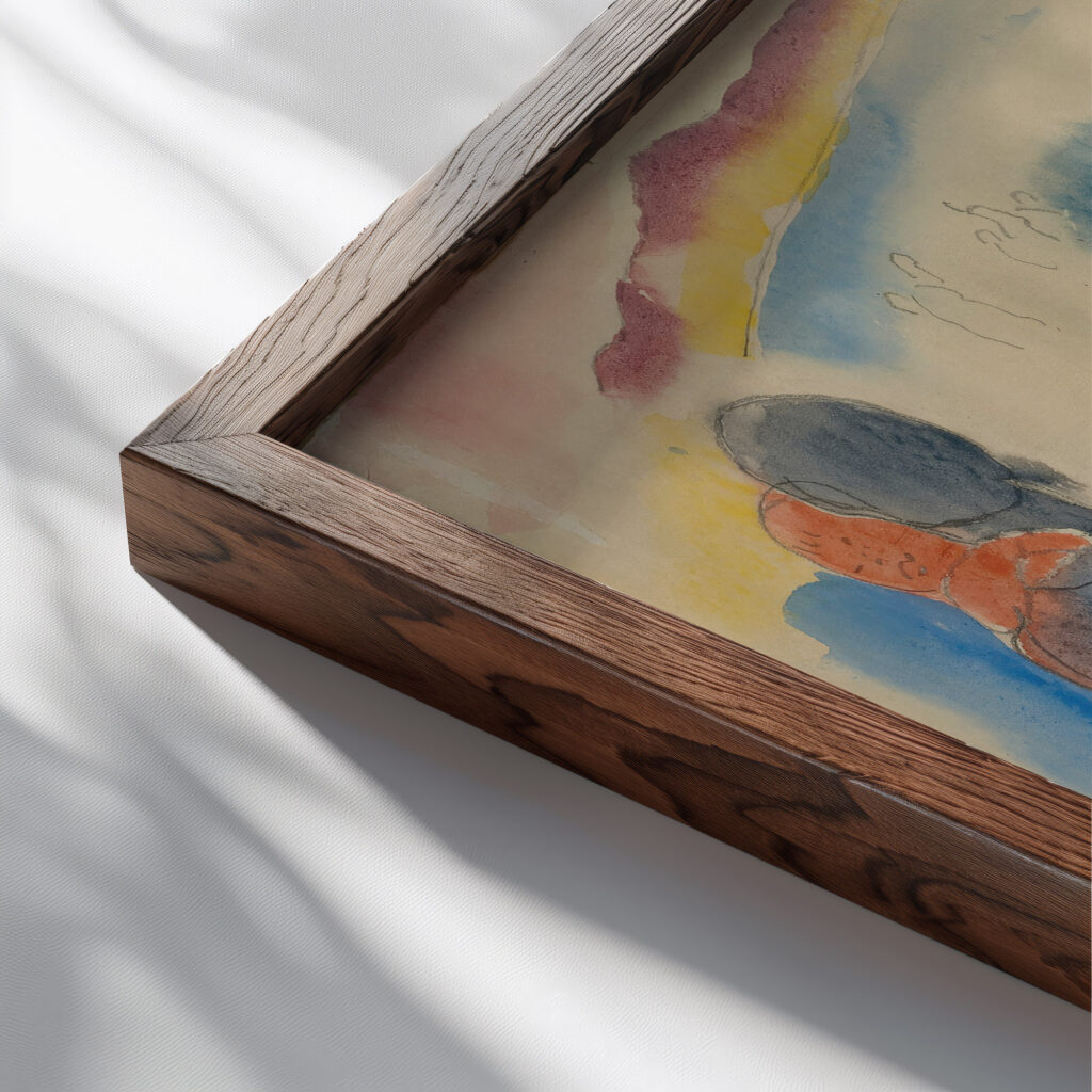 Bathing beach Charles Demuth close up dark wood mockup
