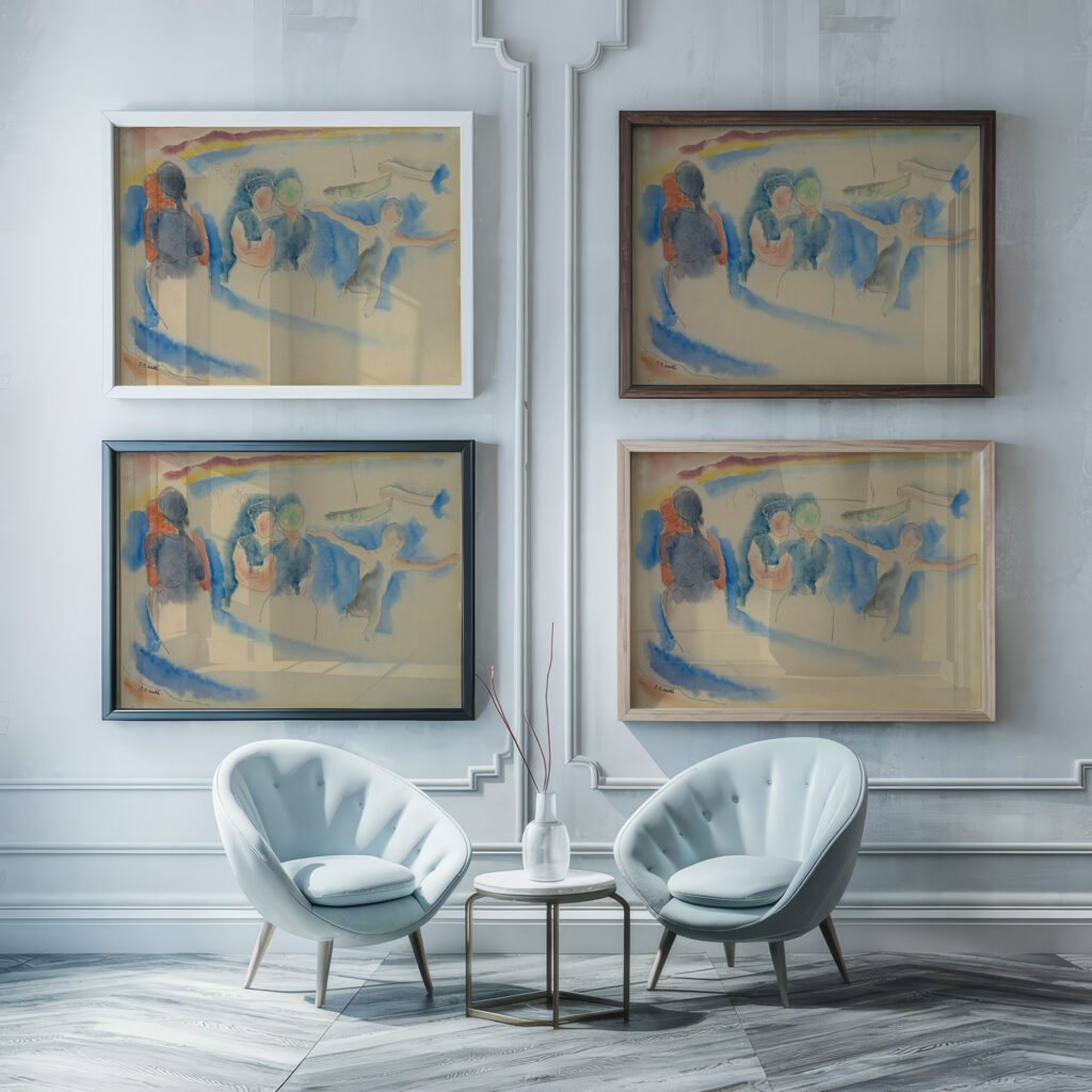 Bathing beach Charles Demuth framed posters mockup