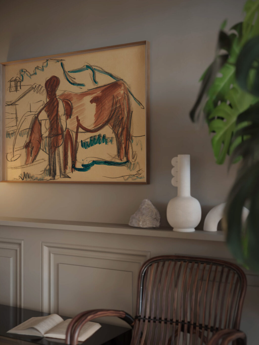 Bauer und trinkende Kuh 1924 Ernst Ludwig Kirchner video mockup