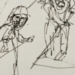 Bauerngruppe zwei Bauerinnen und ein Bauer mit Sensen mahend 1925 Albert Muller 8 mockup