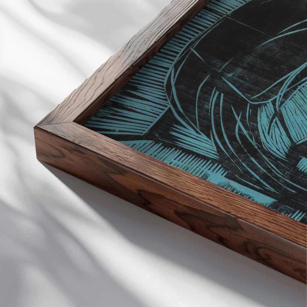 Bauernpaar in der Hutte Andres und Annamargret Muller 1919 Ernst Ludwig Kirchner close up dark wood mockup