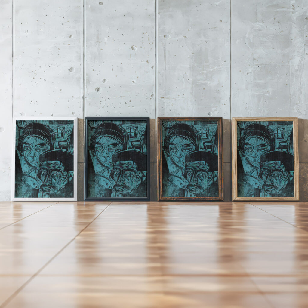 Bauernpaar in der Hutte Andres und Annamargret Muller 1919 Ernst Ludwig Kirchner framed posters mockup