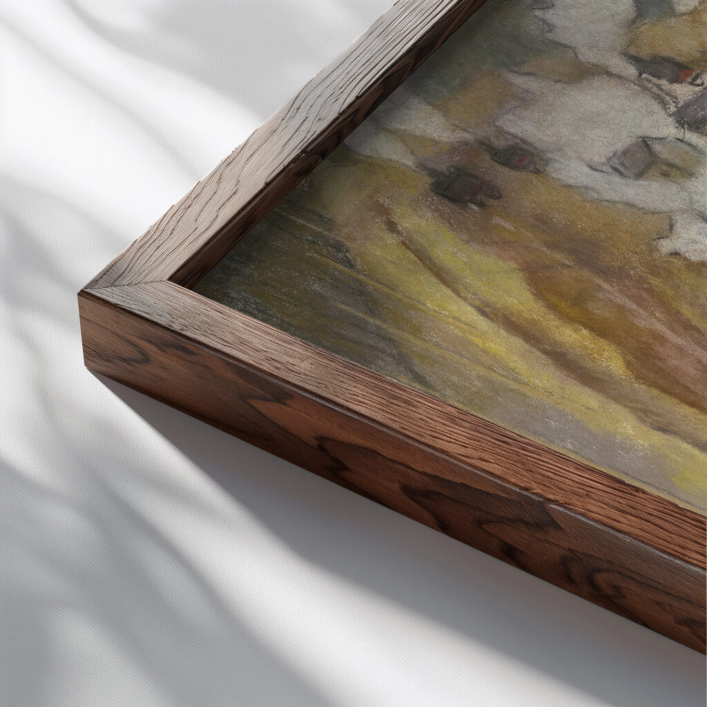 Bauplatz der I. G. Farben 1928 Pauline Kowarzik 2 close up dark wood mockup