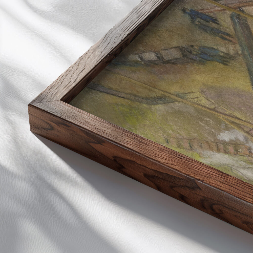 Bauplatz der I. G. Farben 1928 Pauline Kowarzik 3 close up dark wood mockup