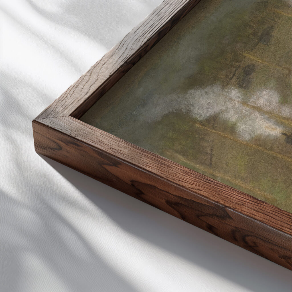 Bauplatz der I. G. Farben Pauline Kowarzik close up dark wood mockup