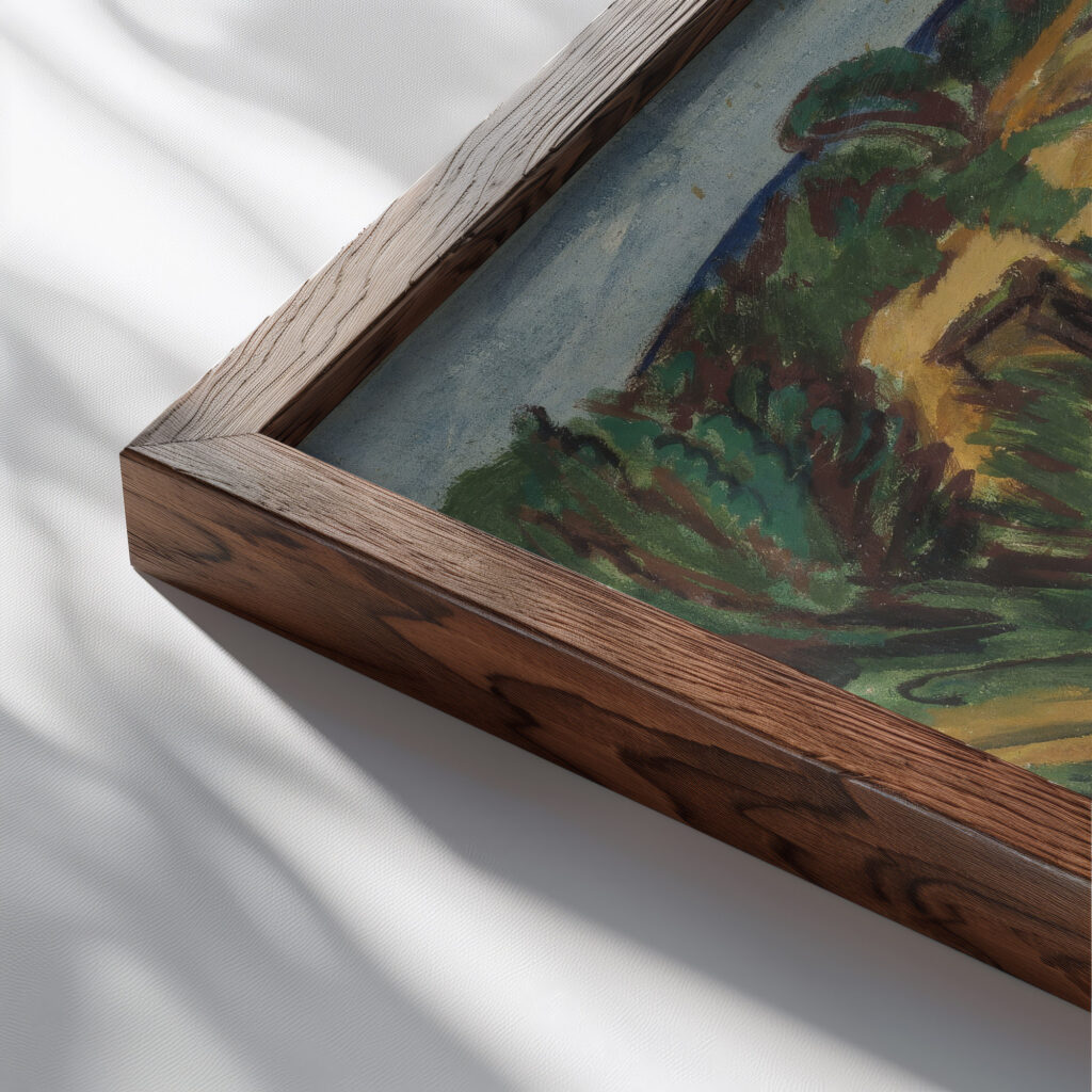 Bay on the Coast of Fehmarn 1913 Ernst Ludwig Kirchner close up dark wood mockup