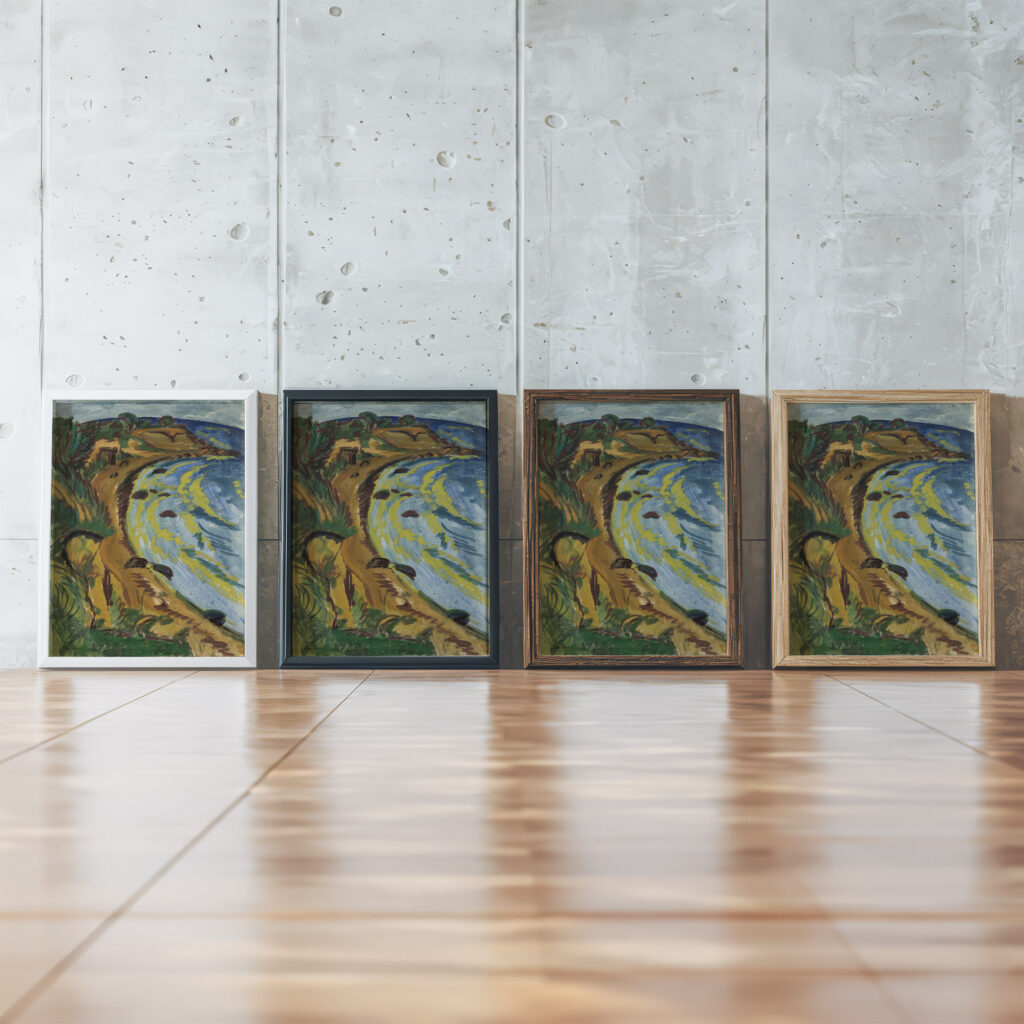 Bay on the Coast of Fehmarn 1913 Ernst Ludwig Kirchner framed posters mockup