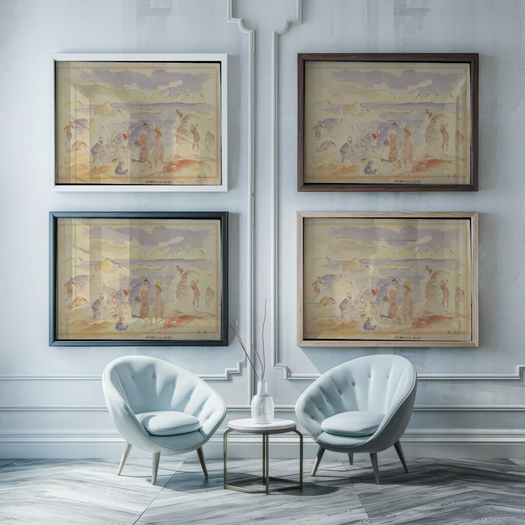 Beach Scene 1883 Pierre Auguste Renoir framed posters mockup