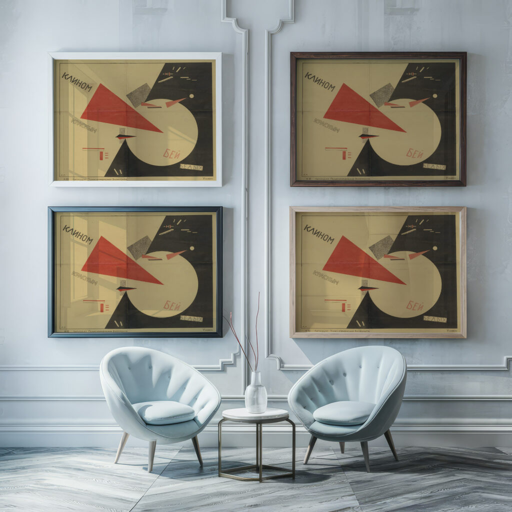 Beat The Whites With The Red Wedge 1919 El Lissitzky framed posters mockup