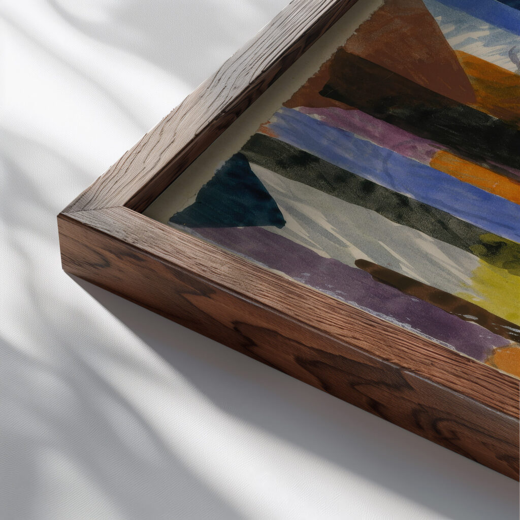 Before the Town 1915 Paul Klee close up dark wood mockup