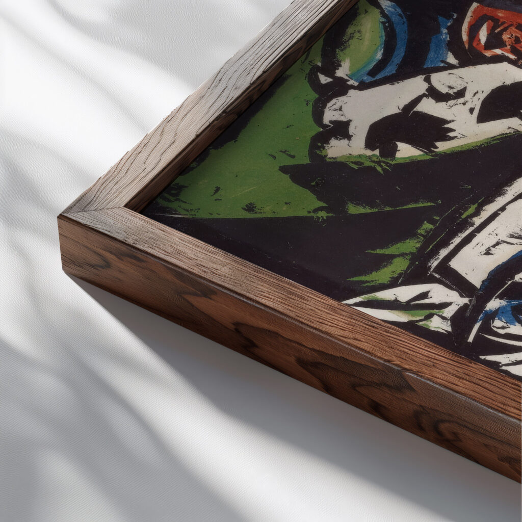 Begegnung Schlemihls mit dem grauen Mannlein auf der Landstrasse 1915 Ernst Ludwig Kirchner close up dark wood mockup