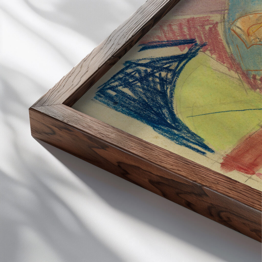 Begegnung ca 1929 Ernst Ludwig Kirchner close up dark wood mockup