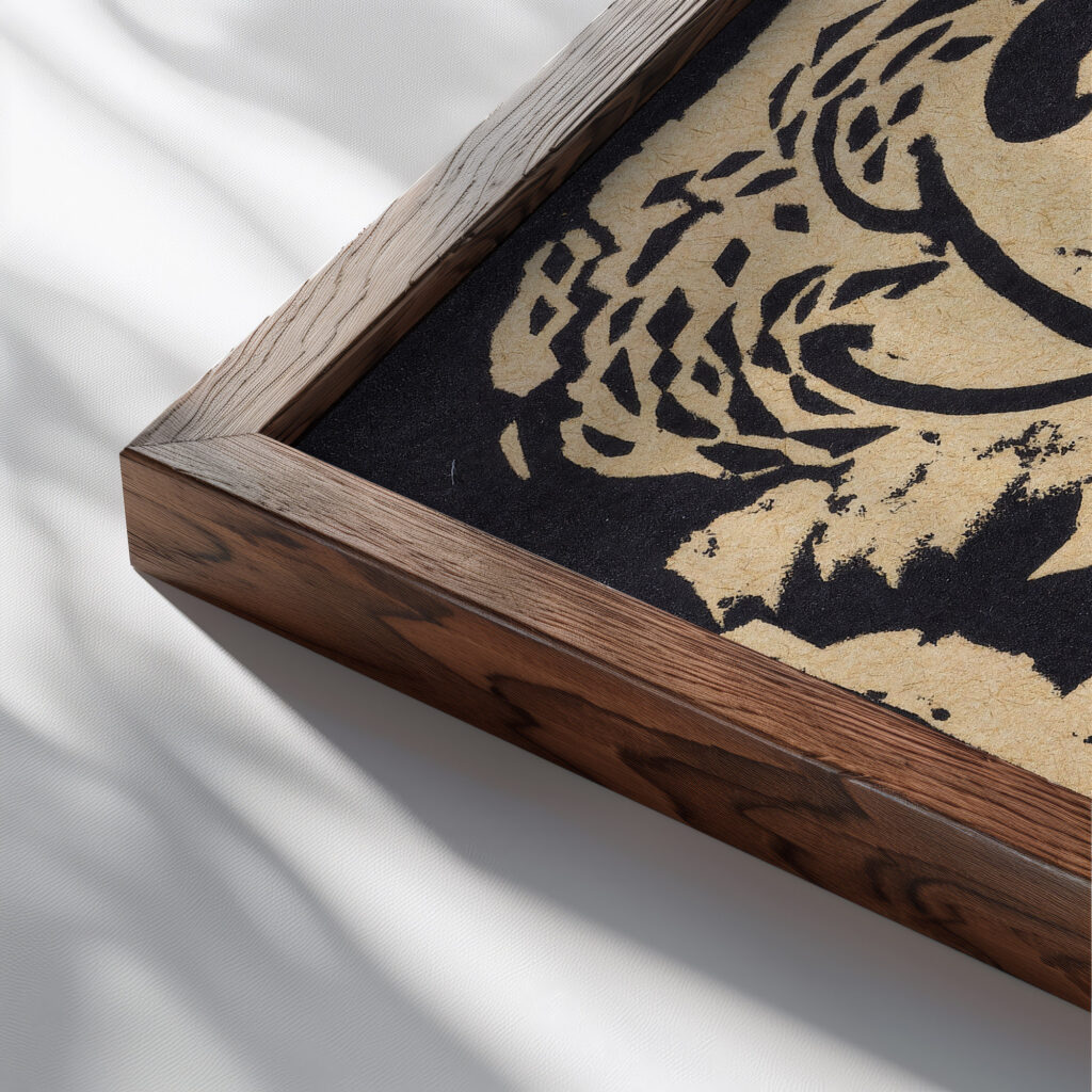 Begrussung Greeting August Macke close up dark wood mockup