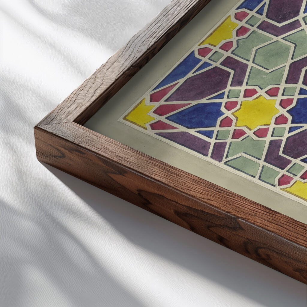 Bemalte Holzvertafelung aus einer Moschee in Kairo 1829 – 1830 Friedrich Maximilian Hessemer close up dark wood mockup