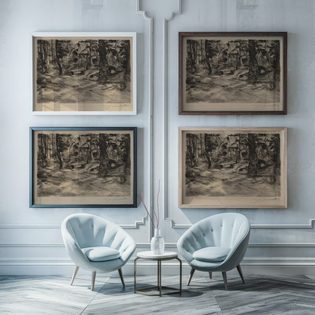 Bench in the Woods II Bank im Walde II 1917 Lovis Corinth framed posters mockup