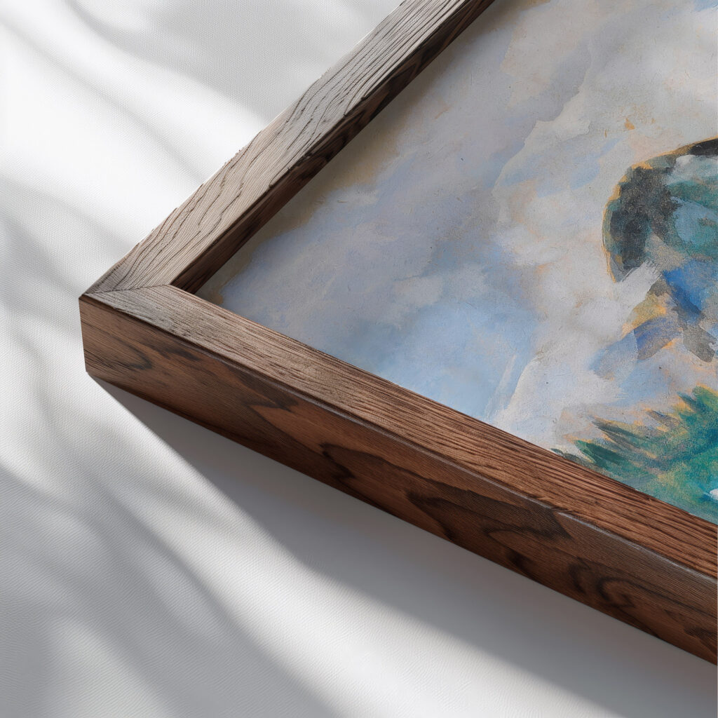 Berglandschaft I 1920 Oskar Moll close up dark wood mockup