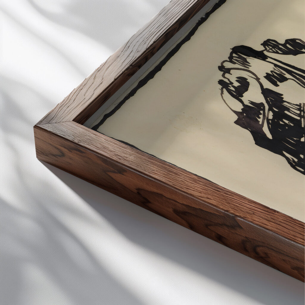 Berglandschaft im Bergell. August Babberger close up dark wood mockup