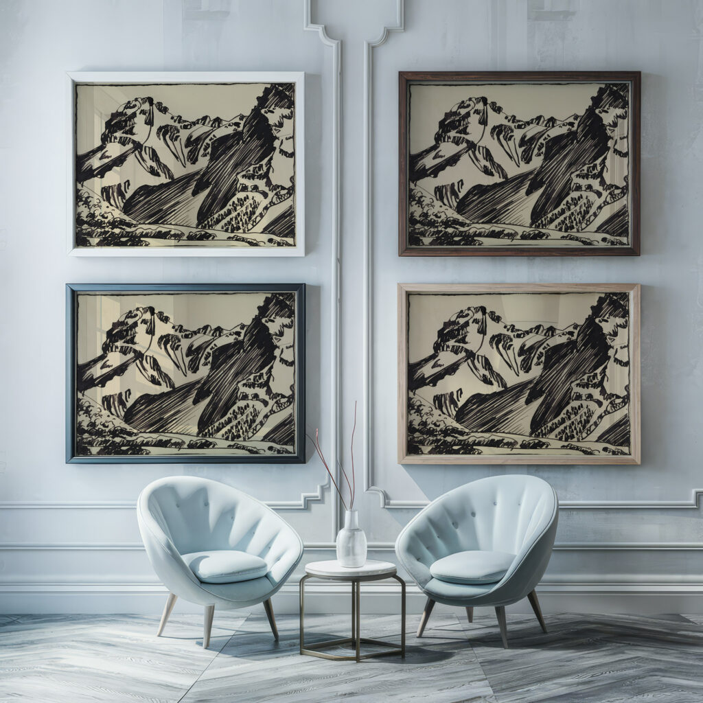 Berglandschaft im Bergell. August Babberger framed posters mockup