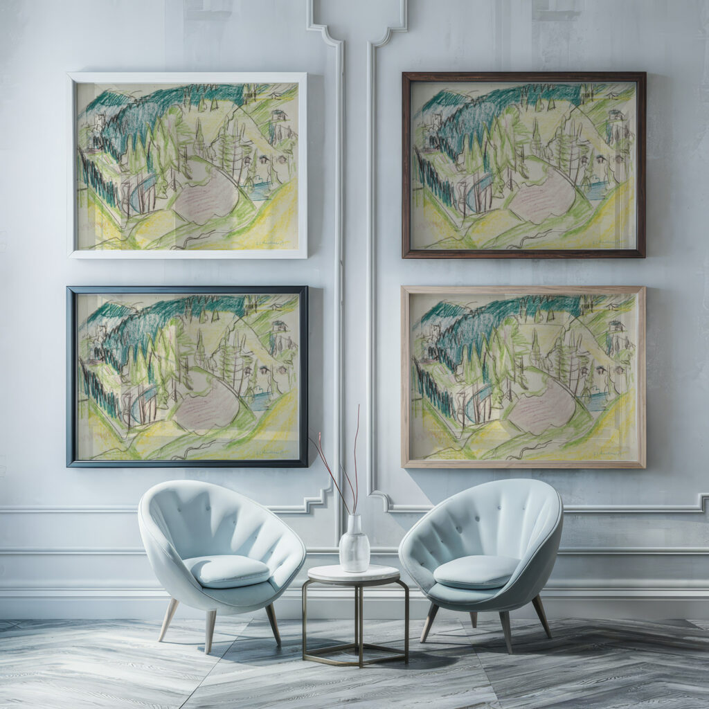 Berglandschaft mit Tannen 1919 Ernst Ludwig Kirchner framed posters mockup