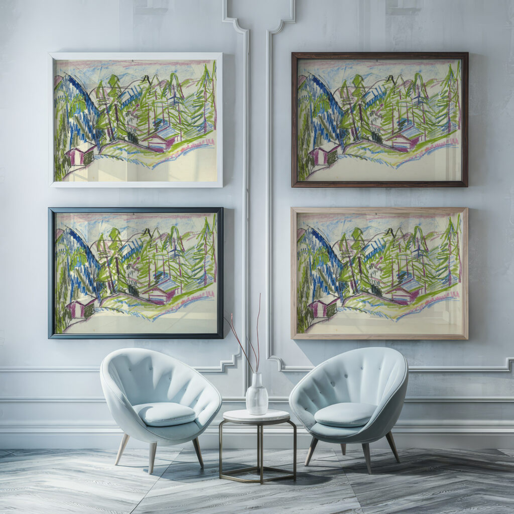 Berglandschaft von Clavadel Circa 1925 Ernst Ludwig Kirchner framed posters mockup