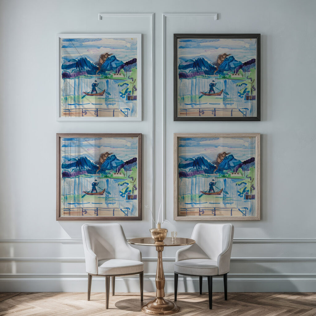 Bergsee mit Ruderer ca 1934 Ernst Ludwig Kirchner framed posters mockup