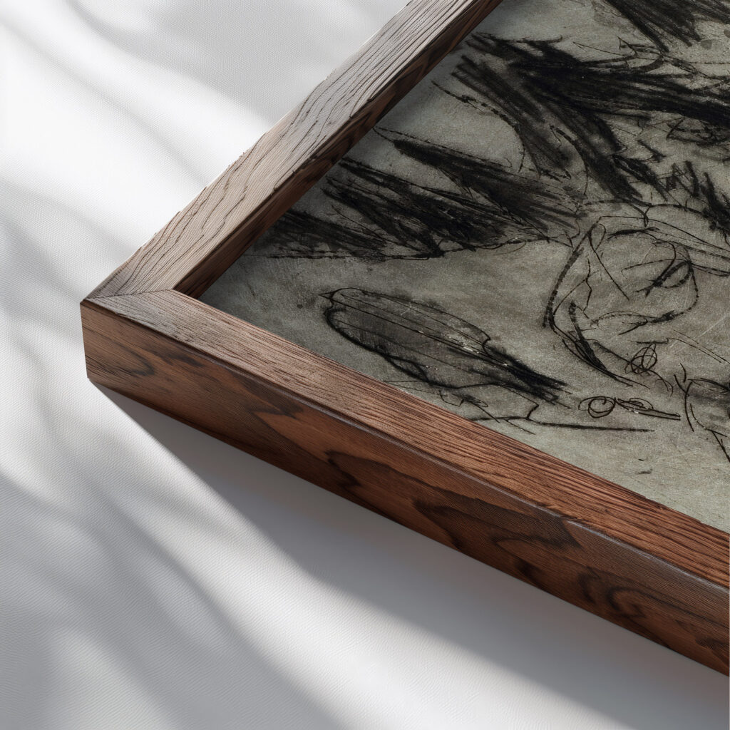 Bergweide 1925 Albert Muller close up dark wood mockup