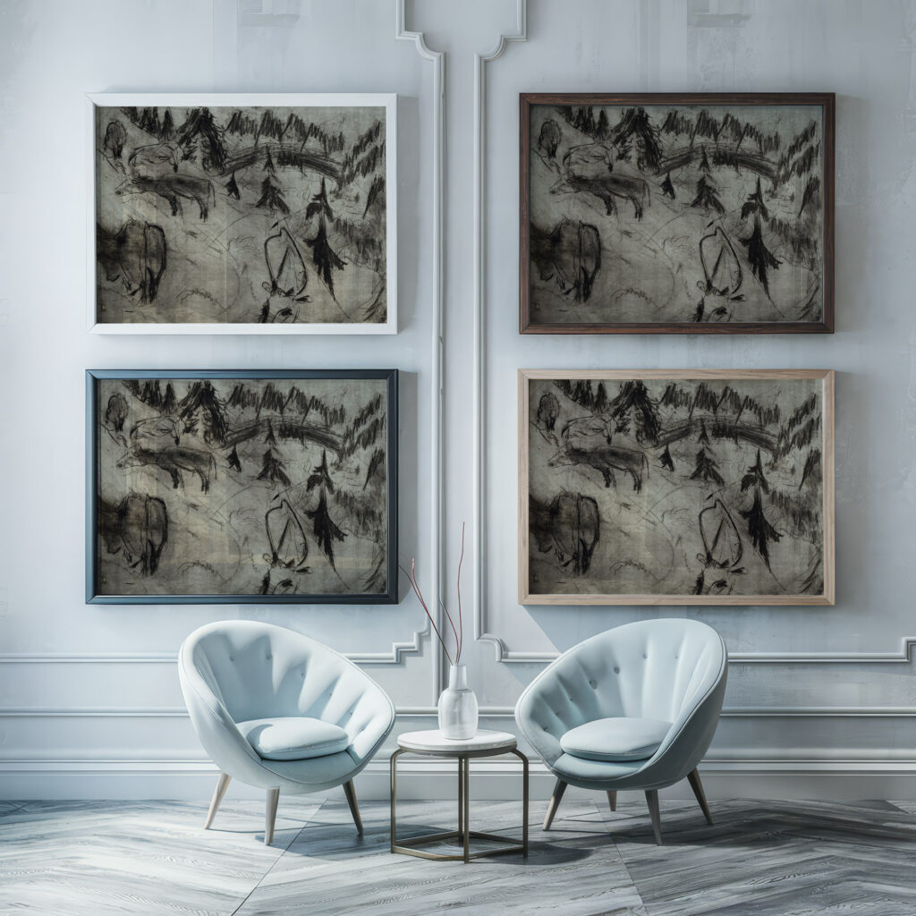 Bergweide 1925 Albert Muller framed posters mockup