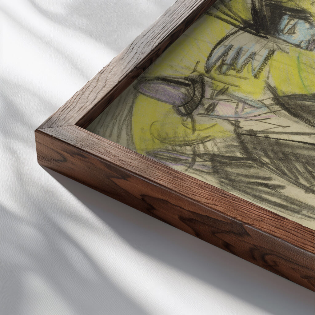 Berlin Street Scene ca. 1914 Ernst Ludwig Kirchner close up dark wood mockup