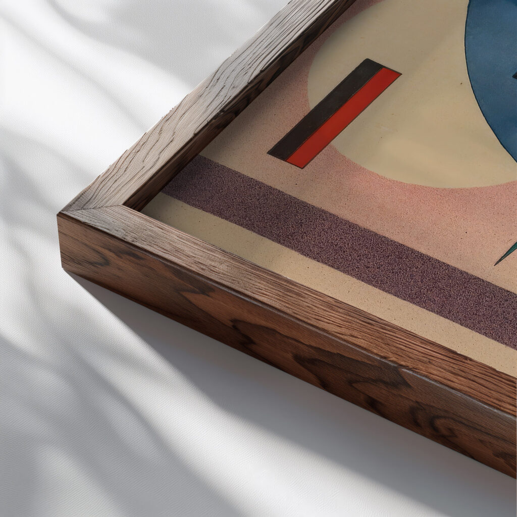 Beruhigt Calmed 1931 Wassily Kandinsky close up dark wood mockup