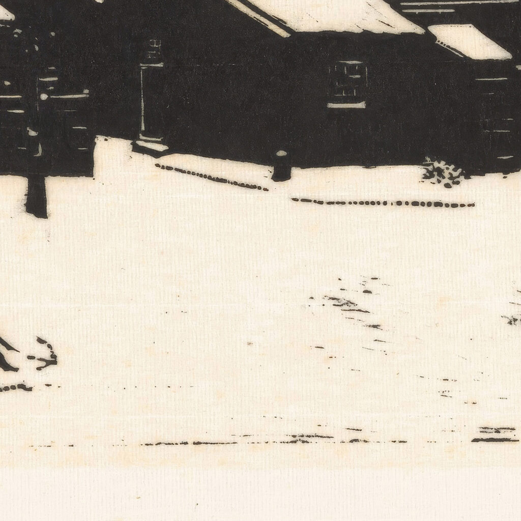 Besneeuwd plein met twee bomen 1928 Dick Ket 8 mockup