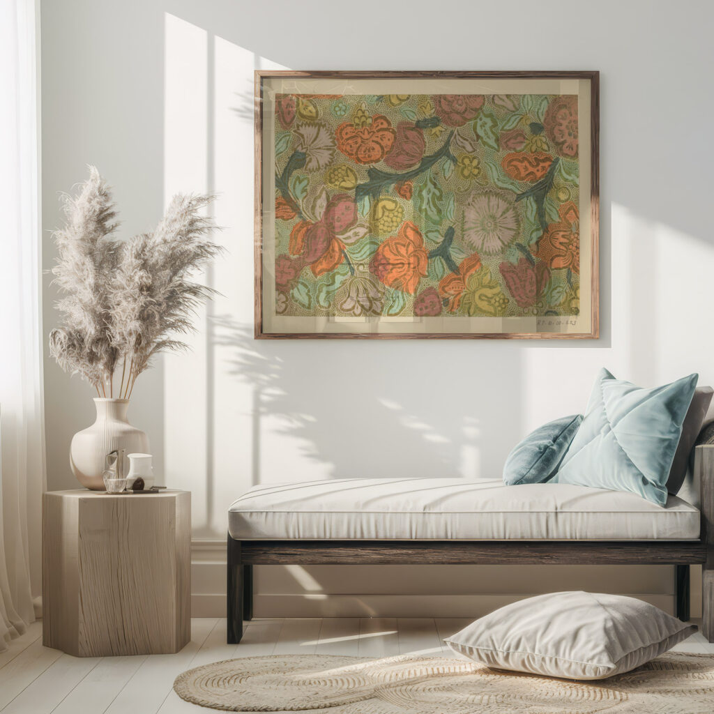 Blad met bloemen en vruchten met puntenfond 1750 1800 Unknown 5 mockup