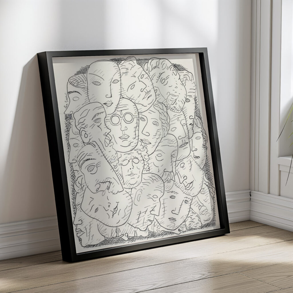 Blad met hoofden 1891 Leo Gestel 4 mockup